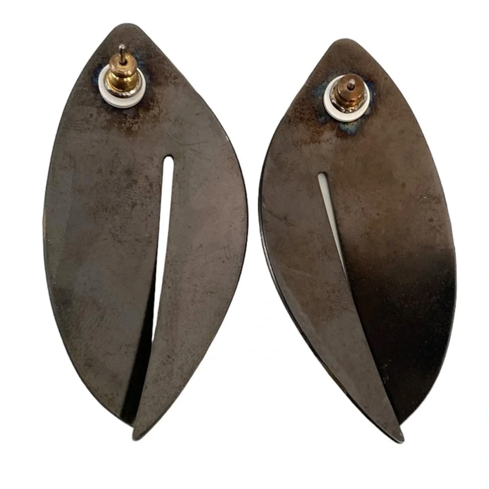 Edgar Berebi Vintage Enamel Blue Green Metal Earrings